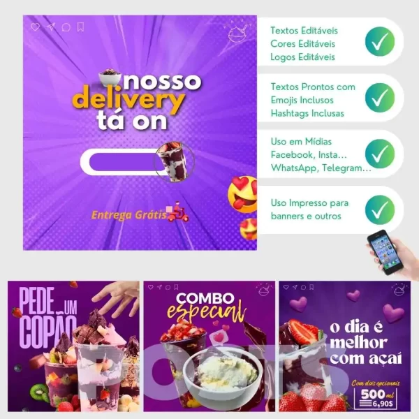 Estratégias para impulsionar negócios de açaí nas redes sociais.