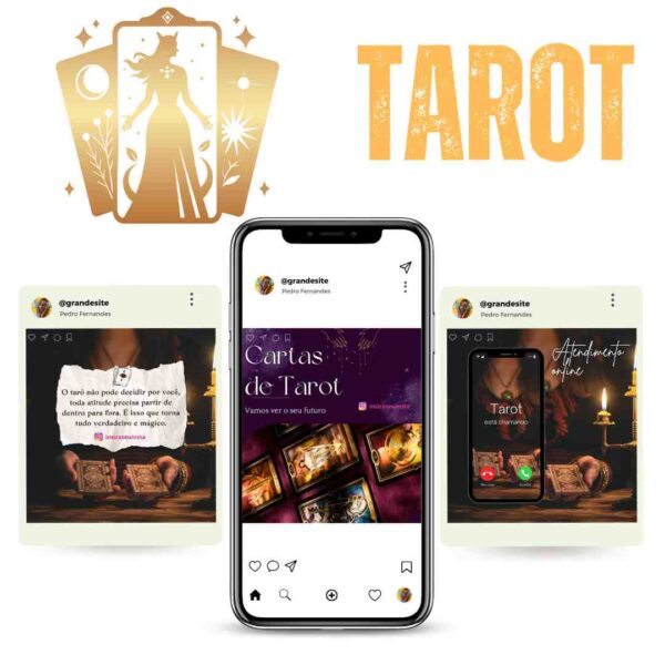 Post sobre tarot com carta e leitura completa, ideal para promover seus serviços.