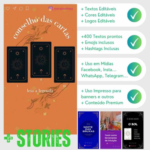 Story de tarot com mensagens poderosas, ideal para engajar seguidores.