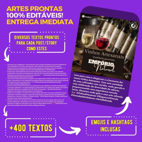 Textos otimizados para marketing de empórios naturais, prontos para uso nas redes sociais.