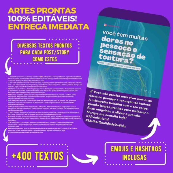 Mais de 400 textos prontos e otimizados para profissionais de osteopatia.