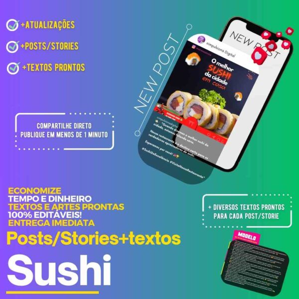 Destaque de sushi com arte para redes sociais