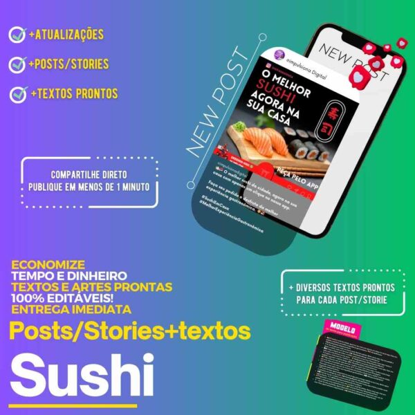 Post de sushi para aumentar o engajamento